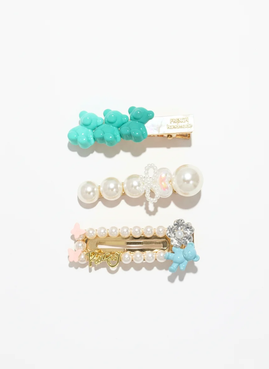 3'lü Toptan Sedef Taşlı Toka Seti